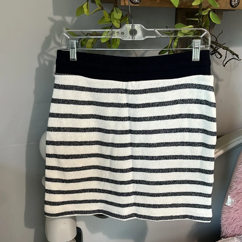 Skort Knit Skirt Black Cream Drawstring